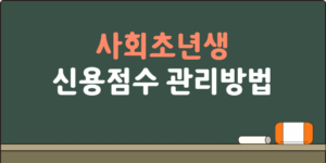 사회초년생 신용점수 관리